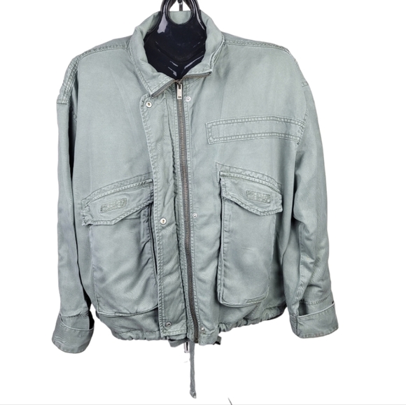 AMERICAN EAGLE‎ OUTFITTERS Women's Olive Green Utility Zip Cargo Pockets Jacket - Picture 7 of 8